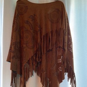 Faux Suede Poncho